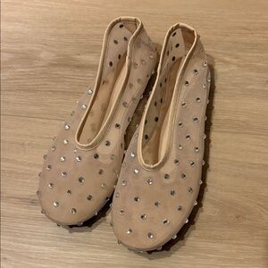 Elegant Tan Studded Women's Flats